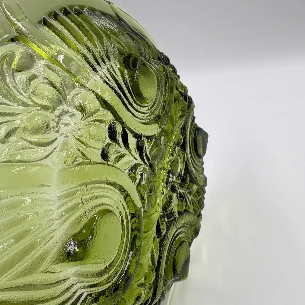Vintage Indiana Glass Divided Relish Dish  8in Green Excellent Pressed Pattern